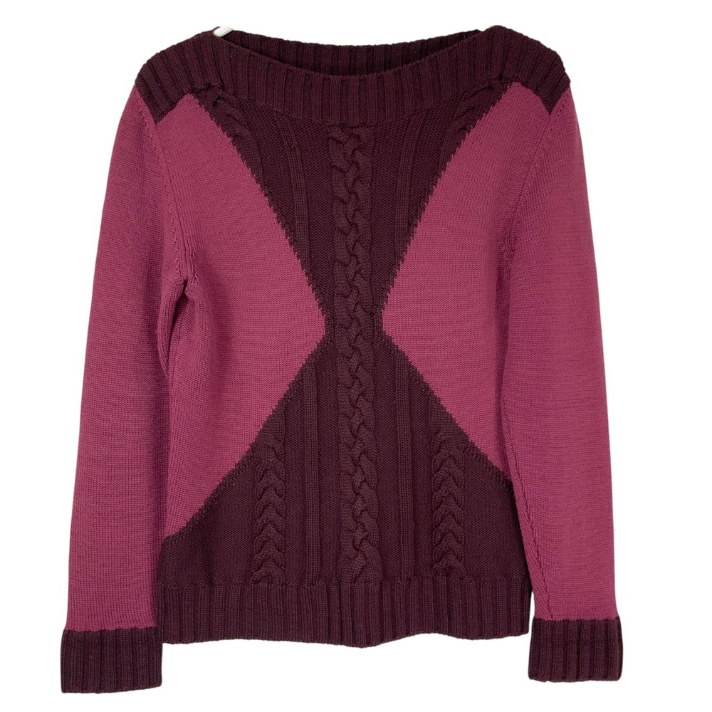 Emme Emme Collezioni Pink Burgundy Wool Sweater 42/S Pullover Boat Neck Long Slv
